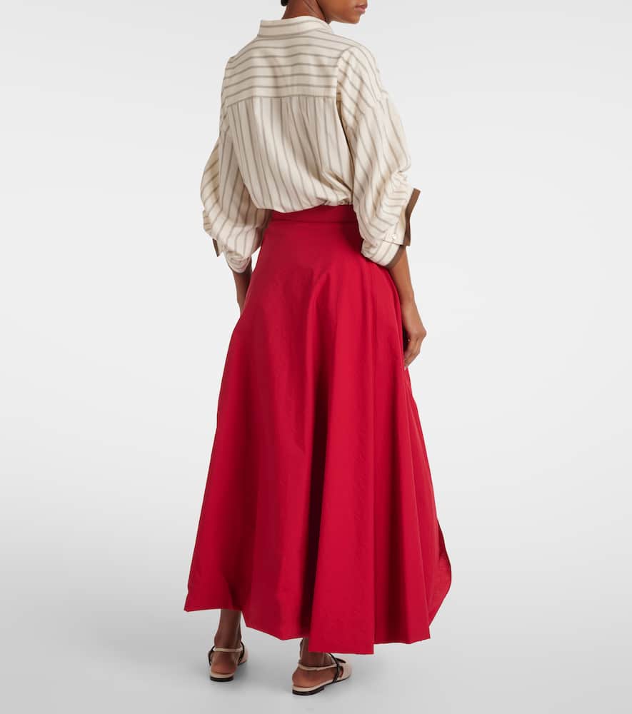 Cotton-blend midi skirt