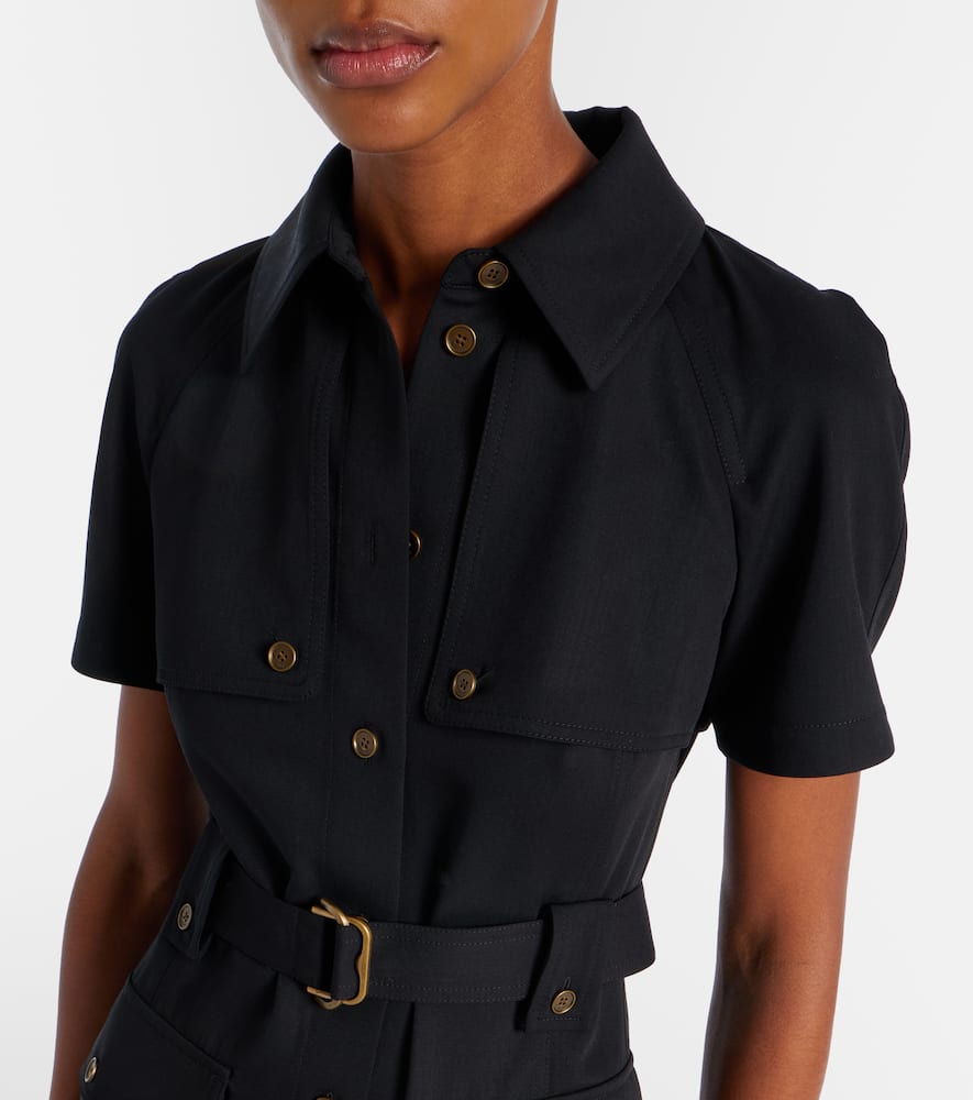 Belted wool shirt dress