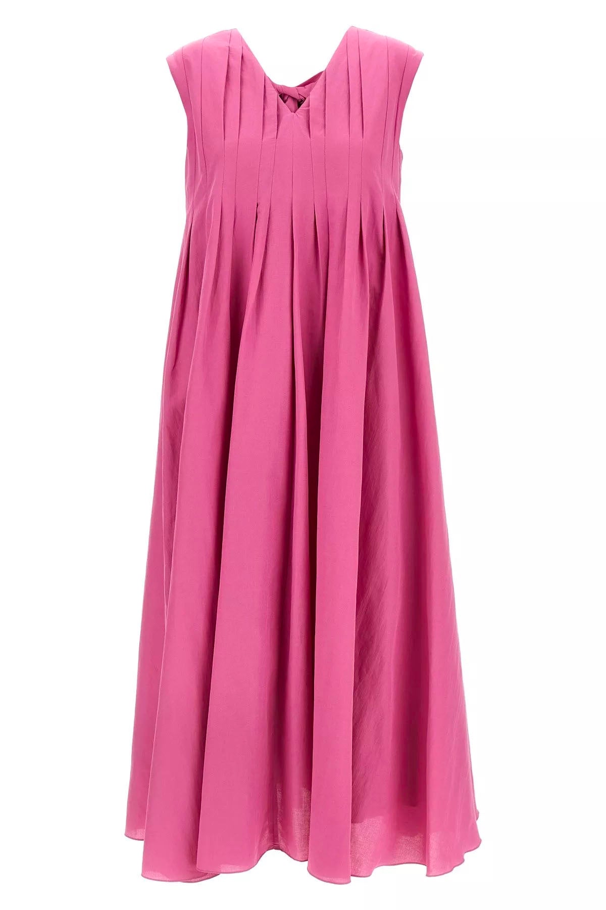 Long Sleeveless Dress in Cotton Canvas and Ramie - Size 40
