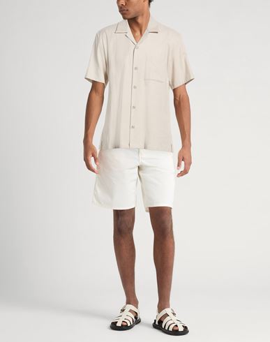 Man Shirt Beige Size M Cotton, Linen, Elastane
