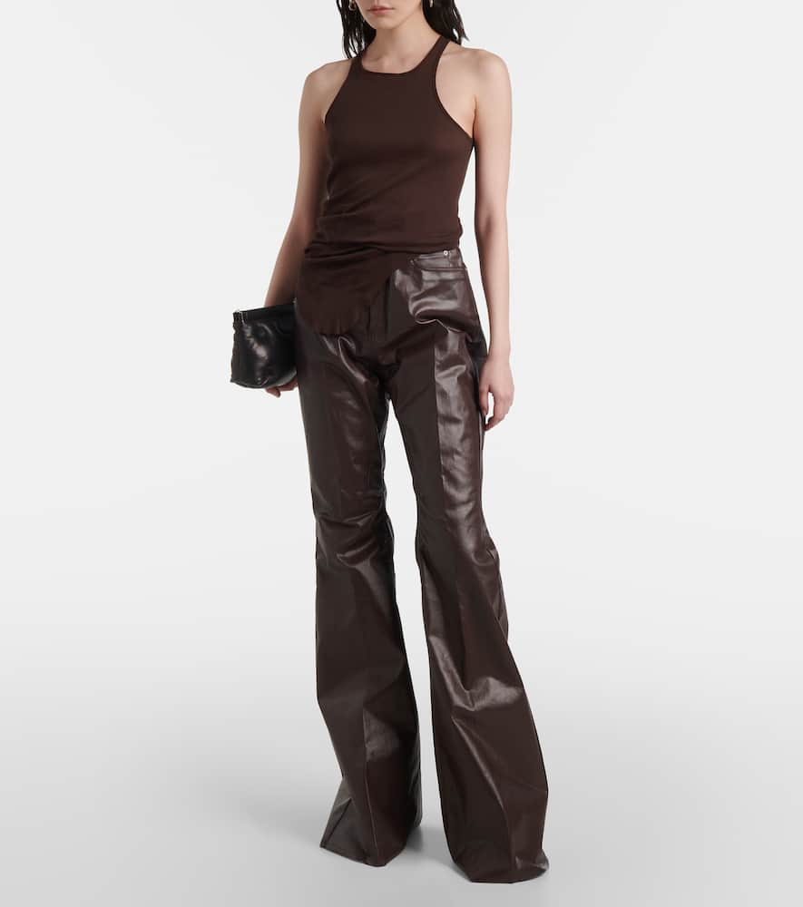 High-rise coated canvas straight pants