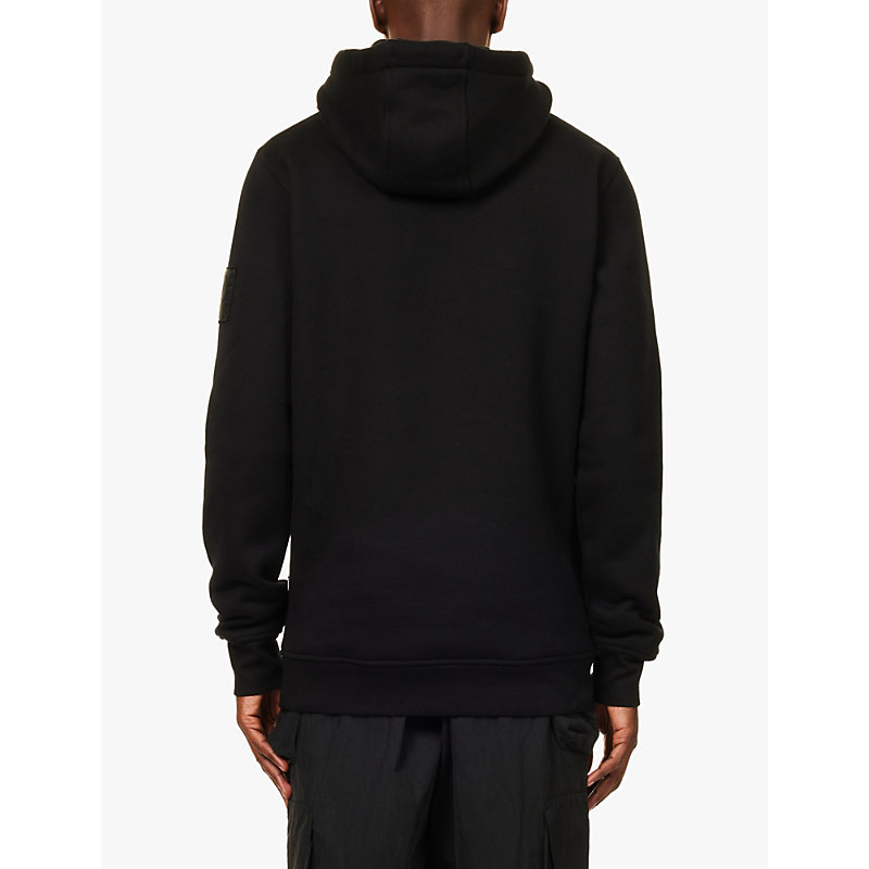 Mens Black Insignia Brand-patch Cotton-jersey Hoody