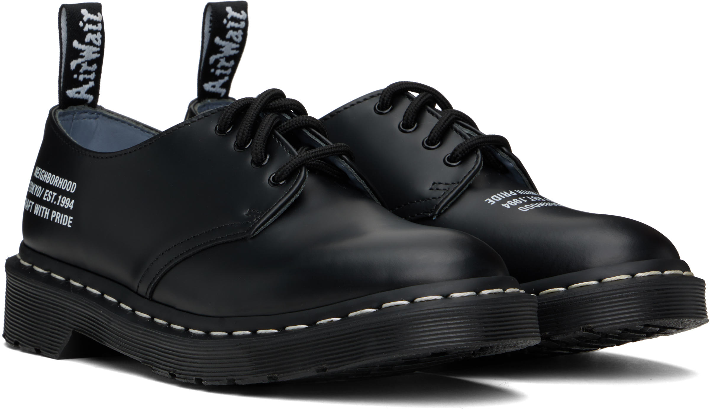 Dr. Martens Black NEIGHBORHOOD Edition Smiths NBHD Smooth Leather Derbys
