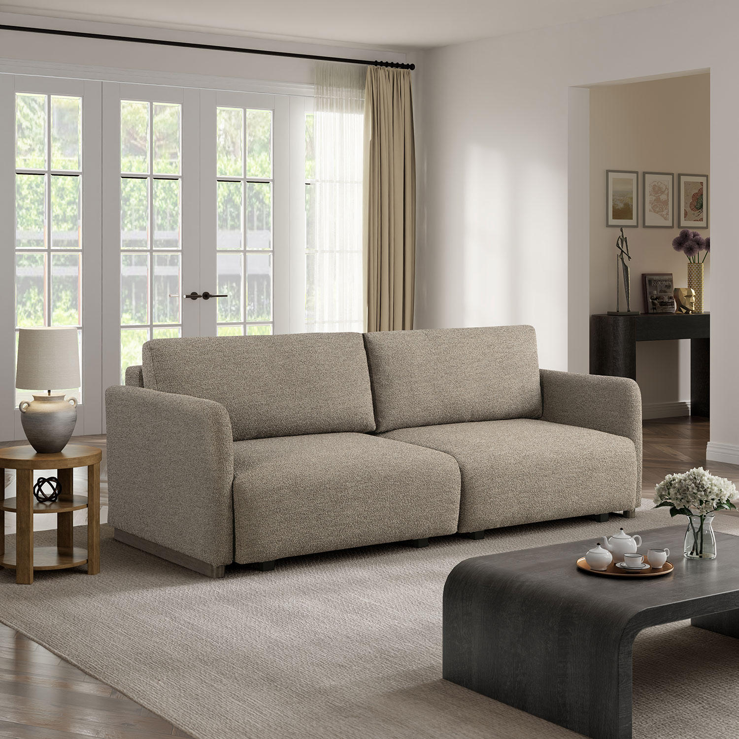Tamarack Convertible Sleeper Sofa:- Cream