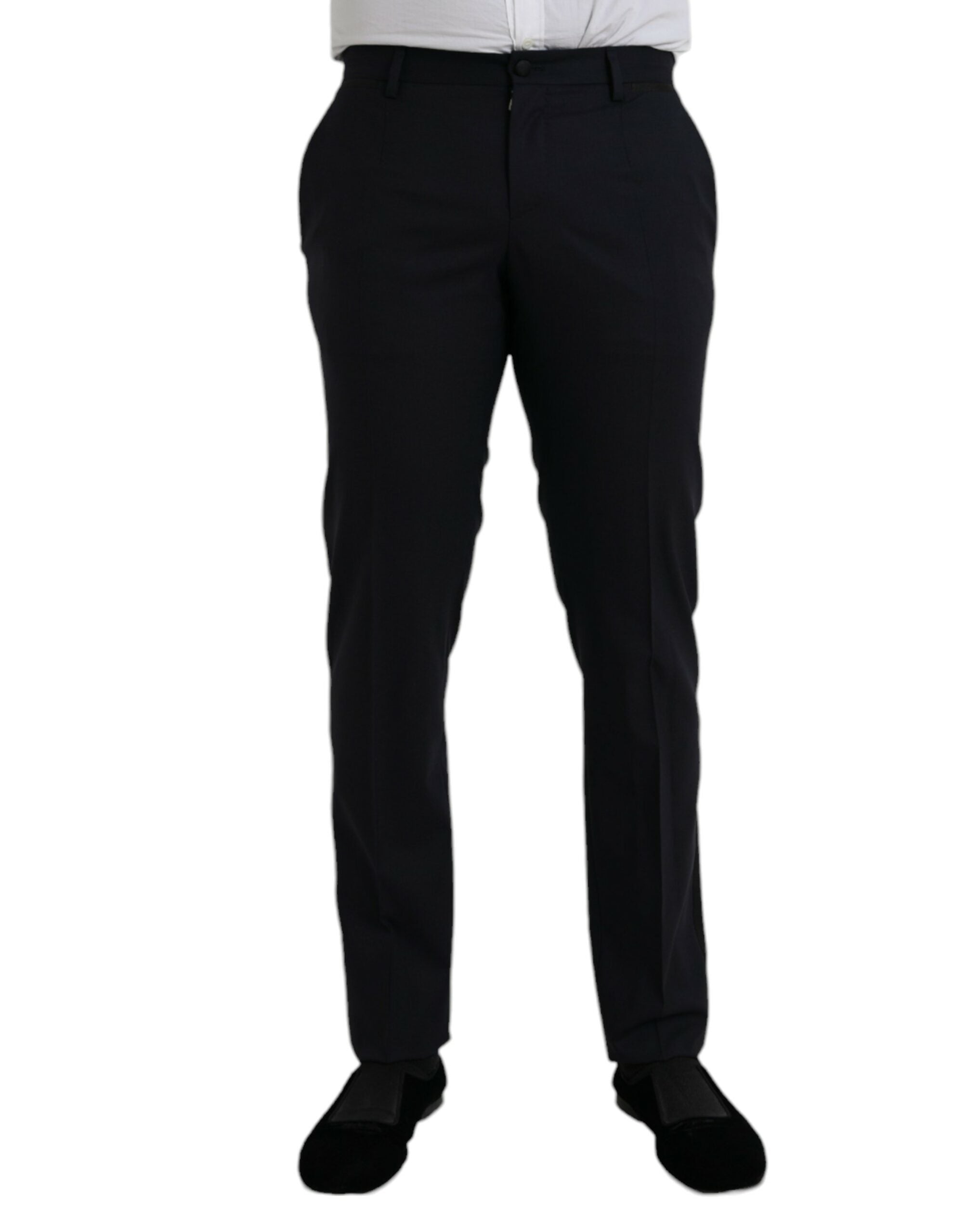Virgin Wool Blend Trousers — Navy
