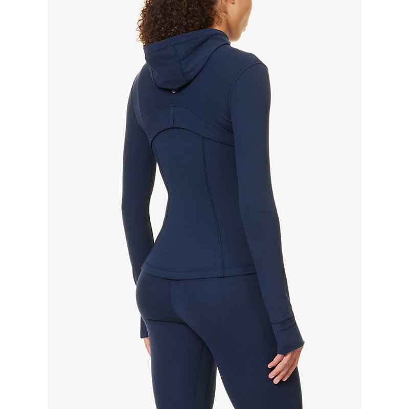 Womens True Navy Define High-neck Stretch-woven Jacket