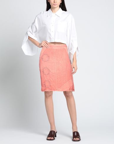 Woman Mini skirt Coral Size 6 Linen, Cotton, Elastane