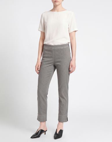 Woman Pants Grey Size 10 Linen, Cotton, Elastane