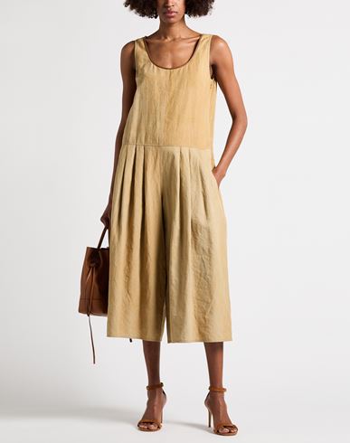 Woman Jumpsuit Camel Size M Linen, Cotton