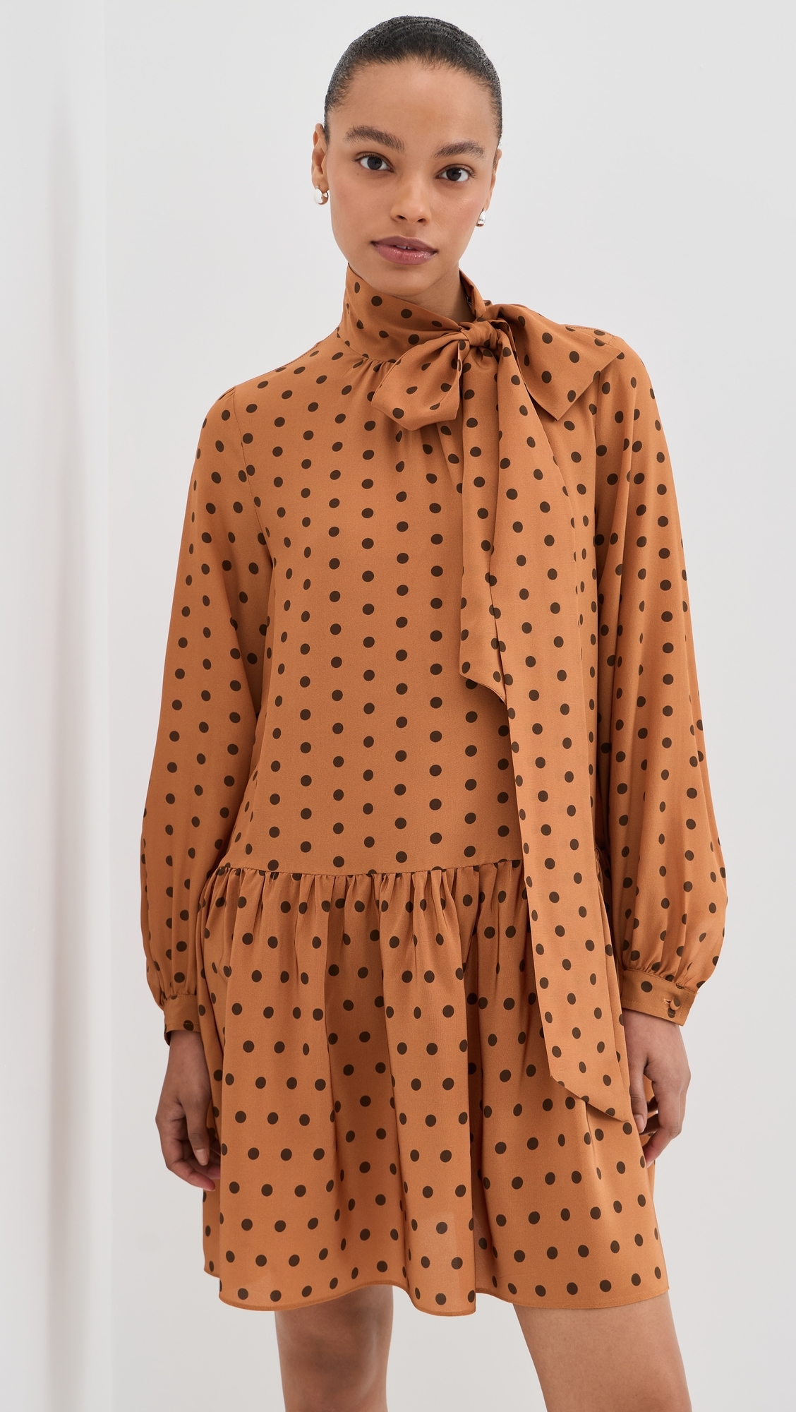 Johanna Silk Dress Polka Dot Orange Brown