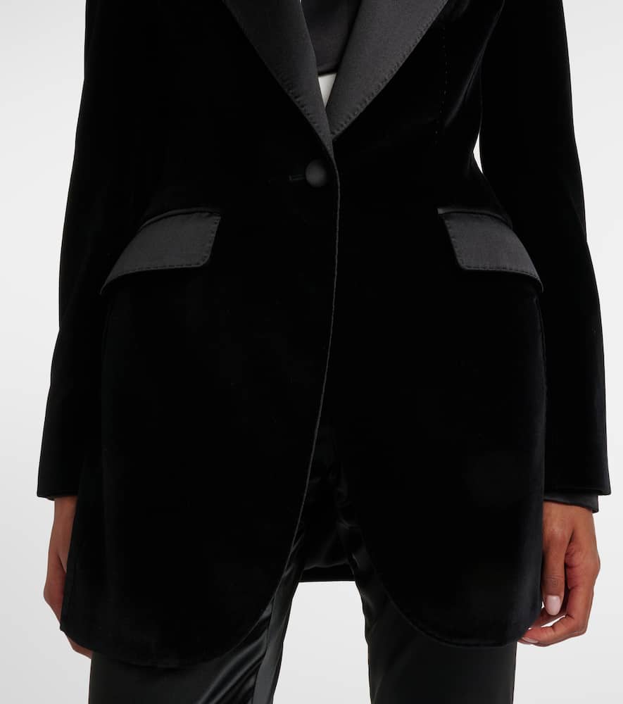 Cotton-blend velvet tuxedo jacket