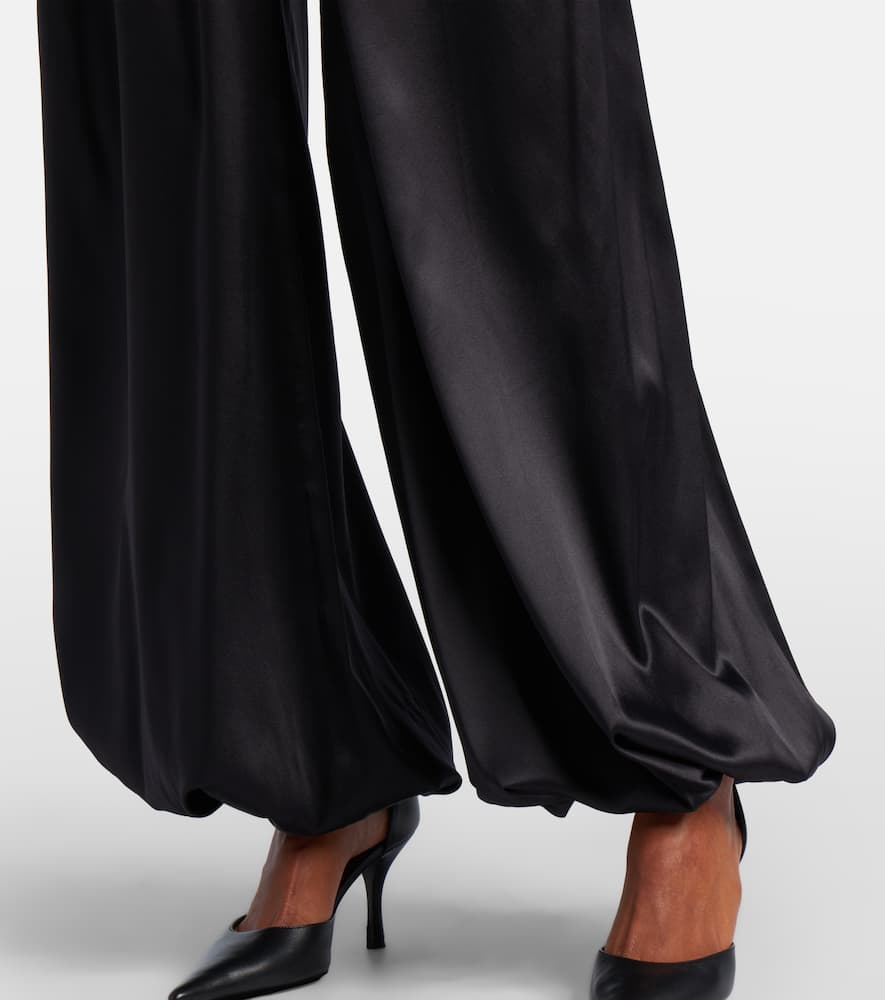 Silk-blend satin wide-leg pants
