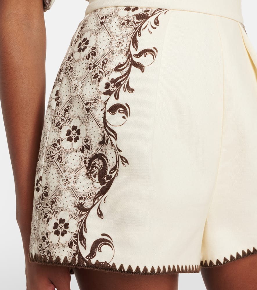 Alémais Printed linen and cotton shorts