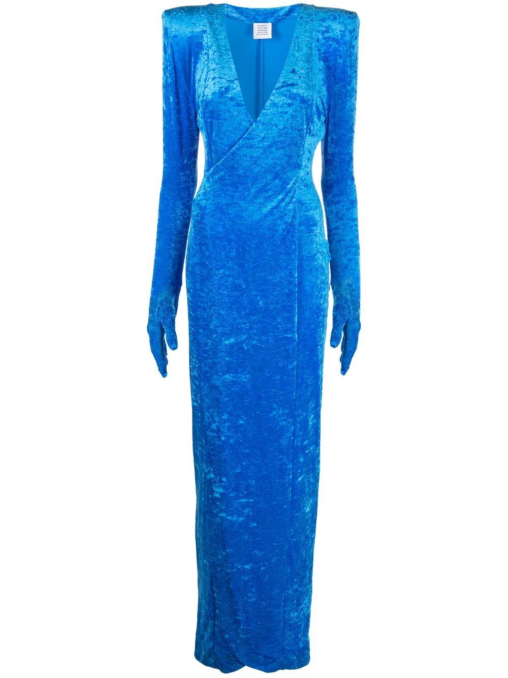 Padded-shoulder gown - Blue