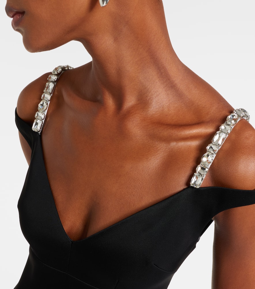 Crystal-embellished satin midi dress
