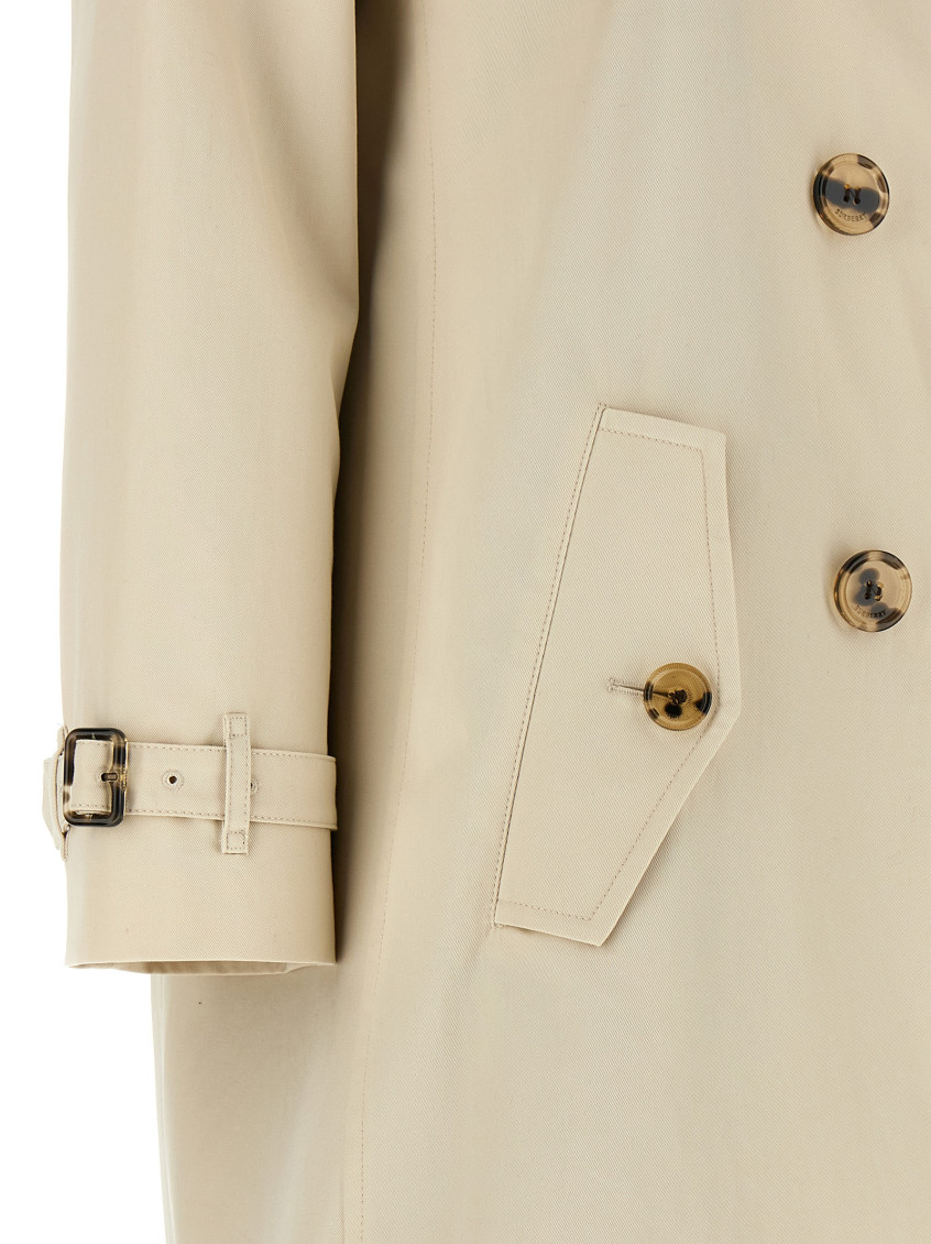 Beige Solid Shirt Collar Trench Coat