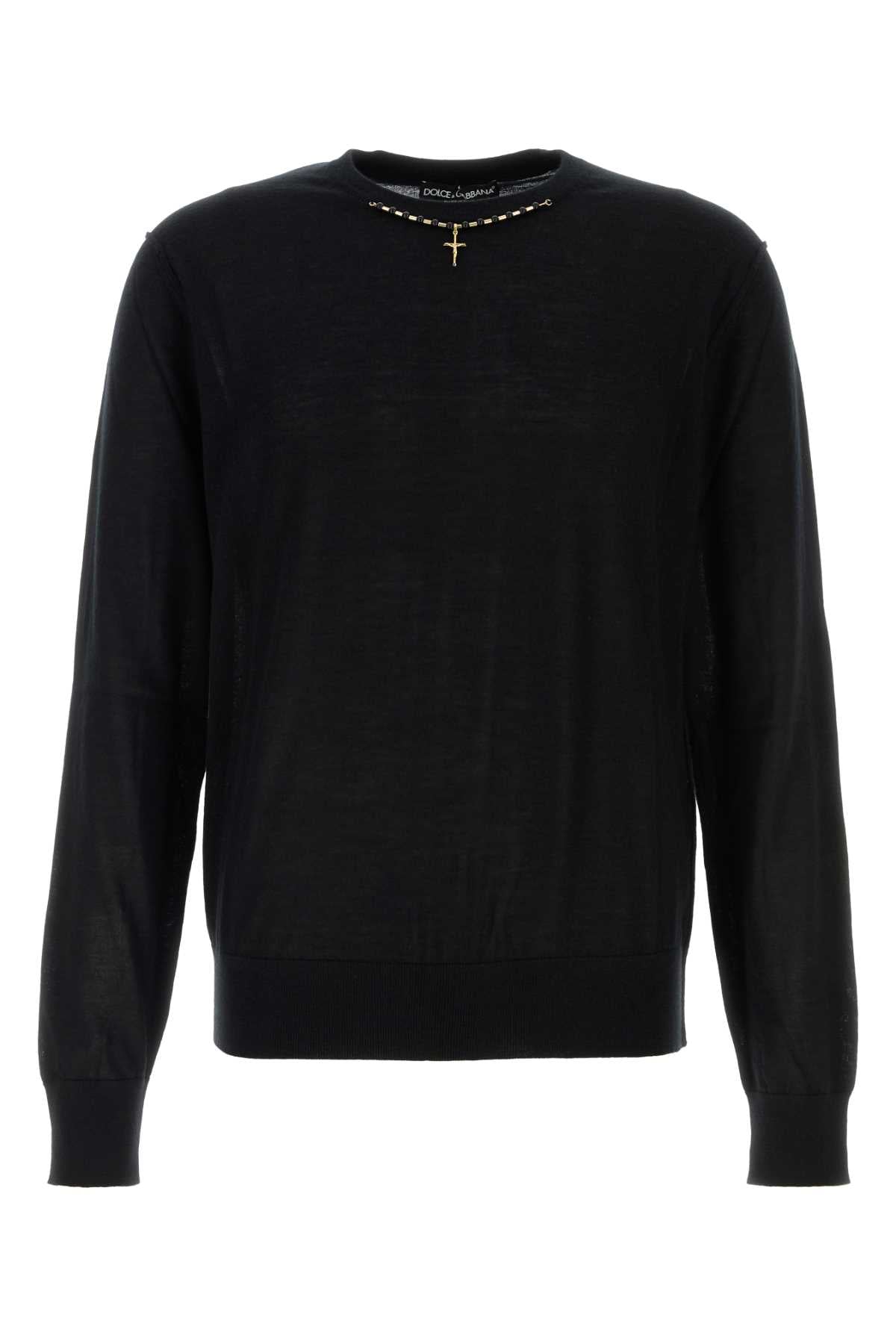 Cashmere Crew-Neck Sweater — Black