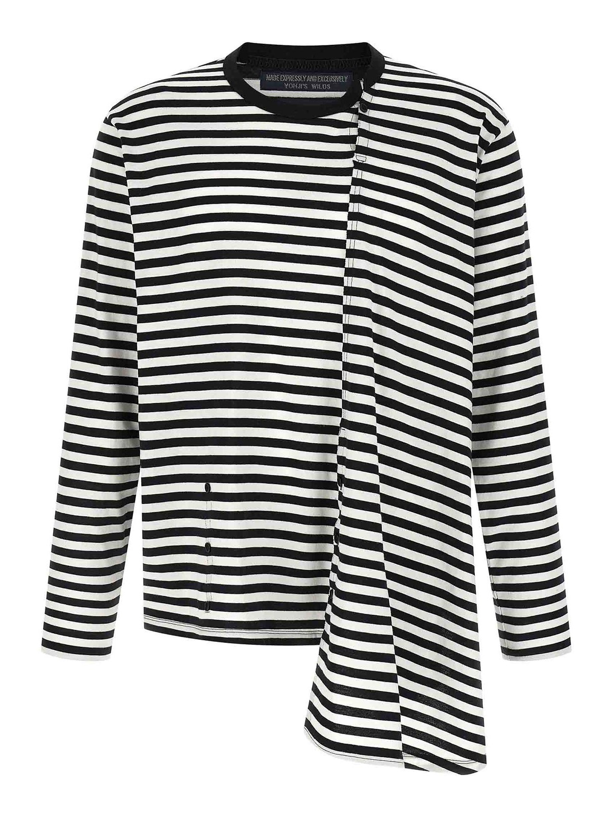 Yohji Yamamoto - asymmetrical striped sweater round neck button