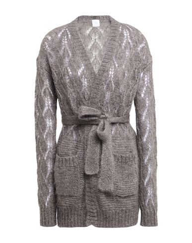 Woman Cardigan Charcoal Size L Mohair wool, Silk