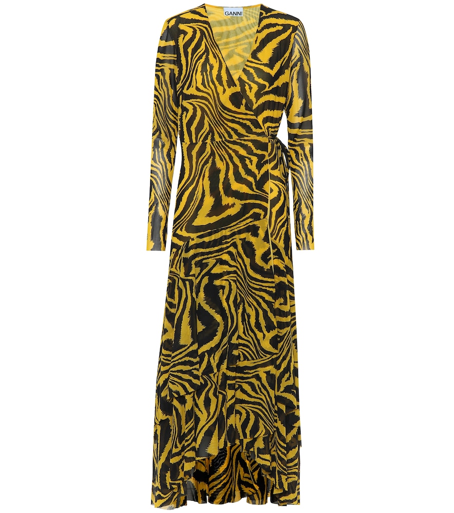 Exclusive to Mytheresa - Animal-print mesh wrap dress