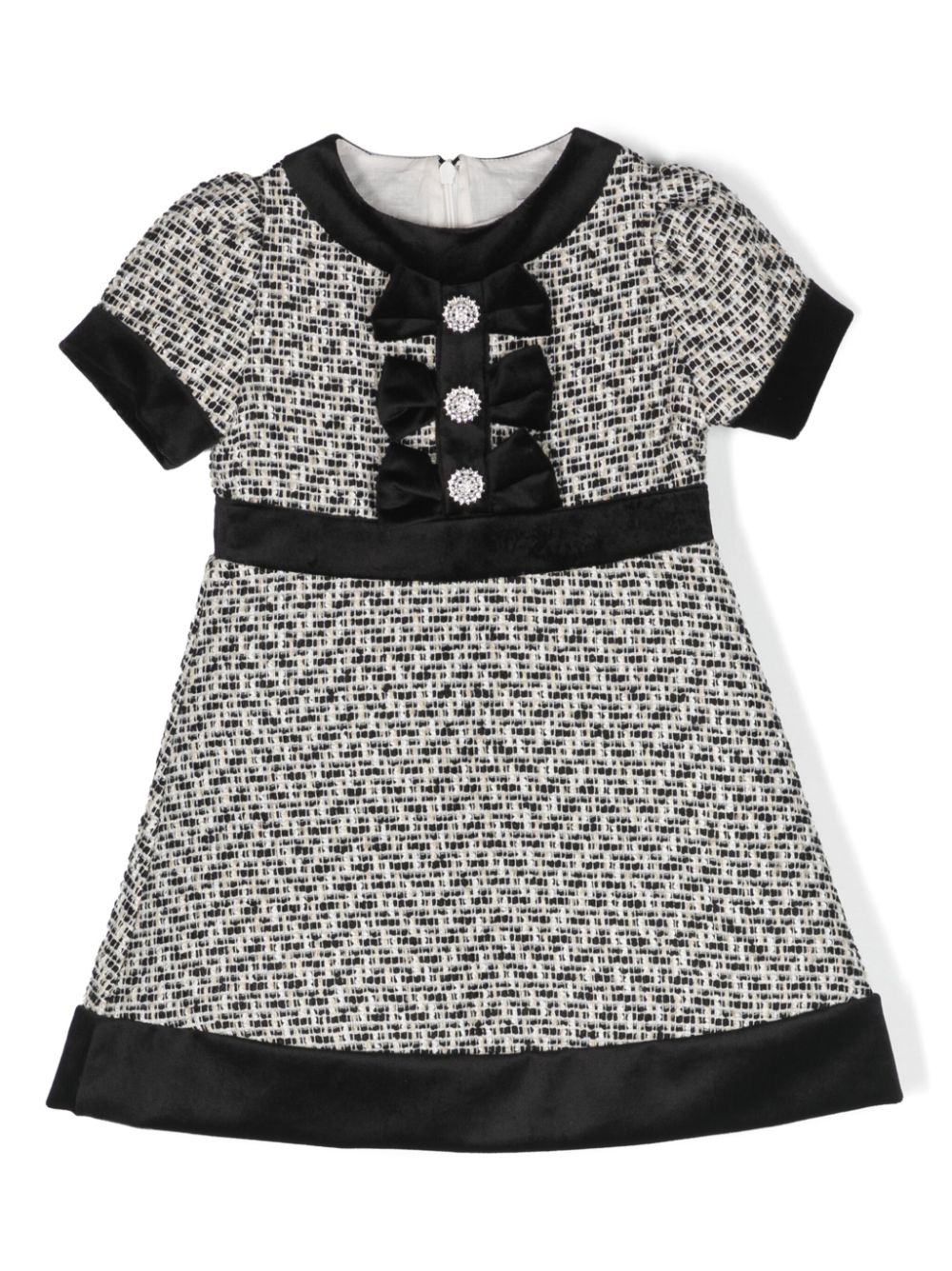 Bow-detail tweed dress - Black