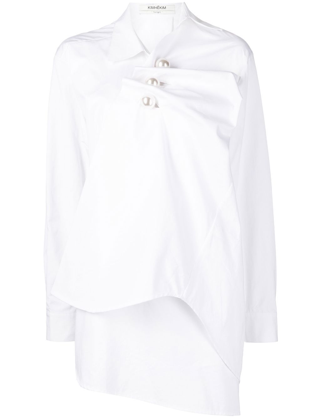 Gathered asymmetric shirt - White