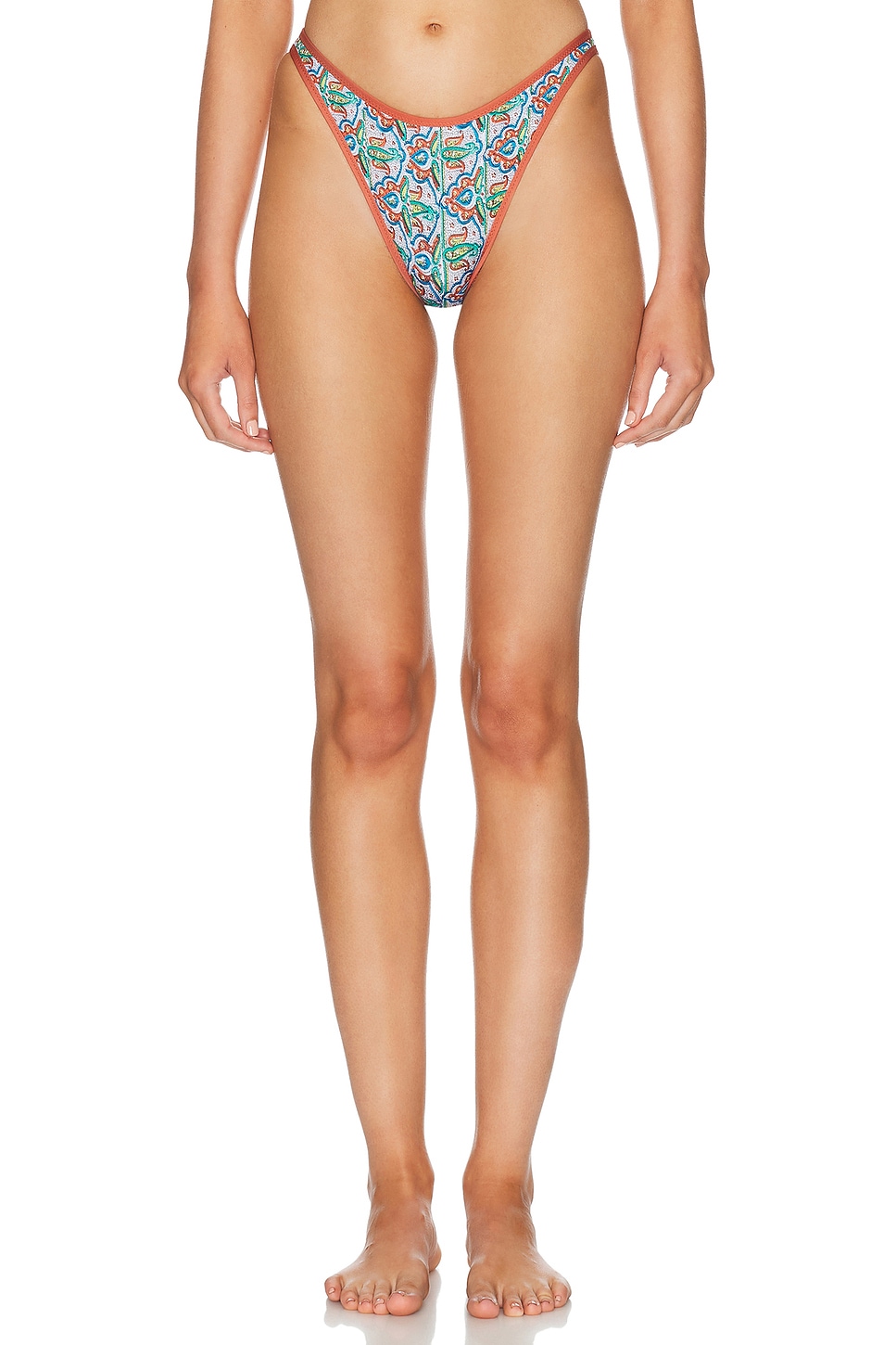 Heavy Manners High Cut Full Bikini Bottom in Hannah - Blue. M also in