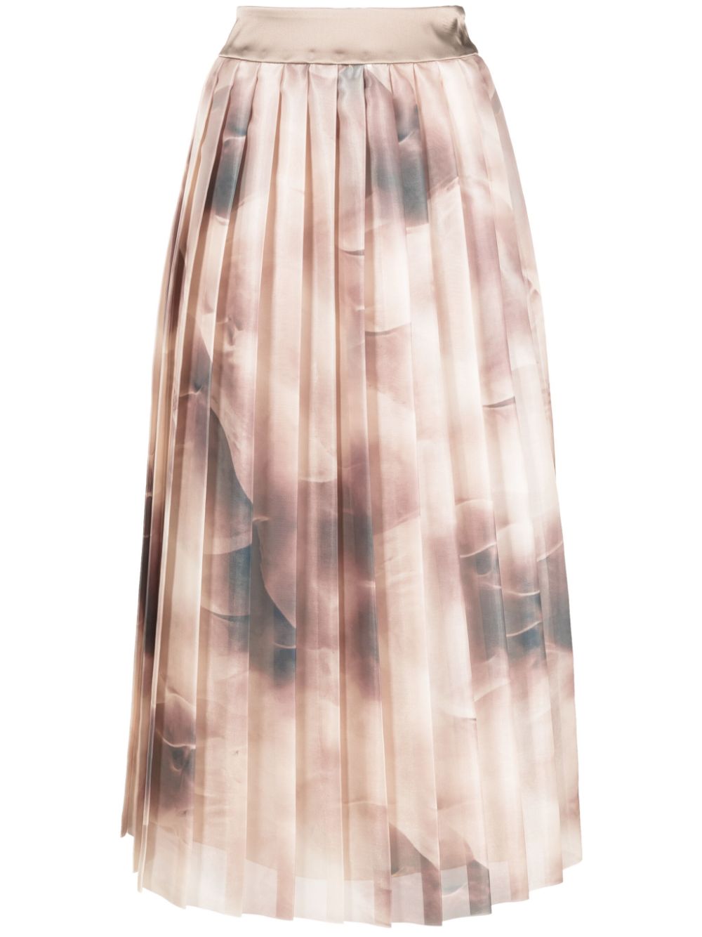 Pleated organza midi skirt - Neutrals