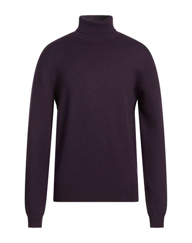 Man Turtleneck Plum Size 38 Merino Wool