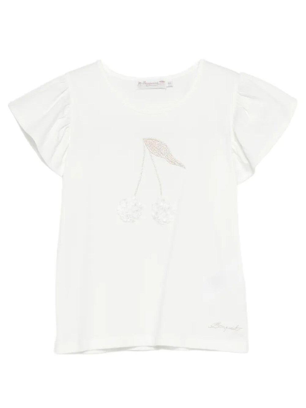 Emilia T-Shirt Embroidered With Cherry In Organic Cotton