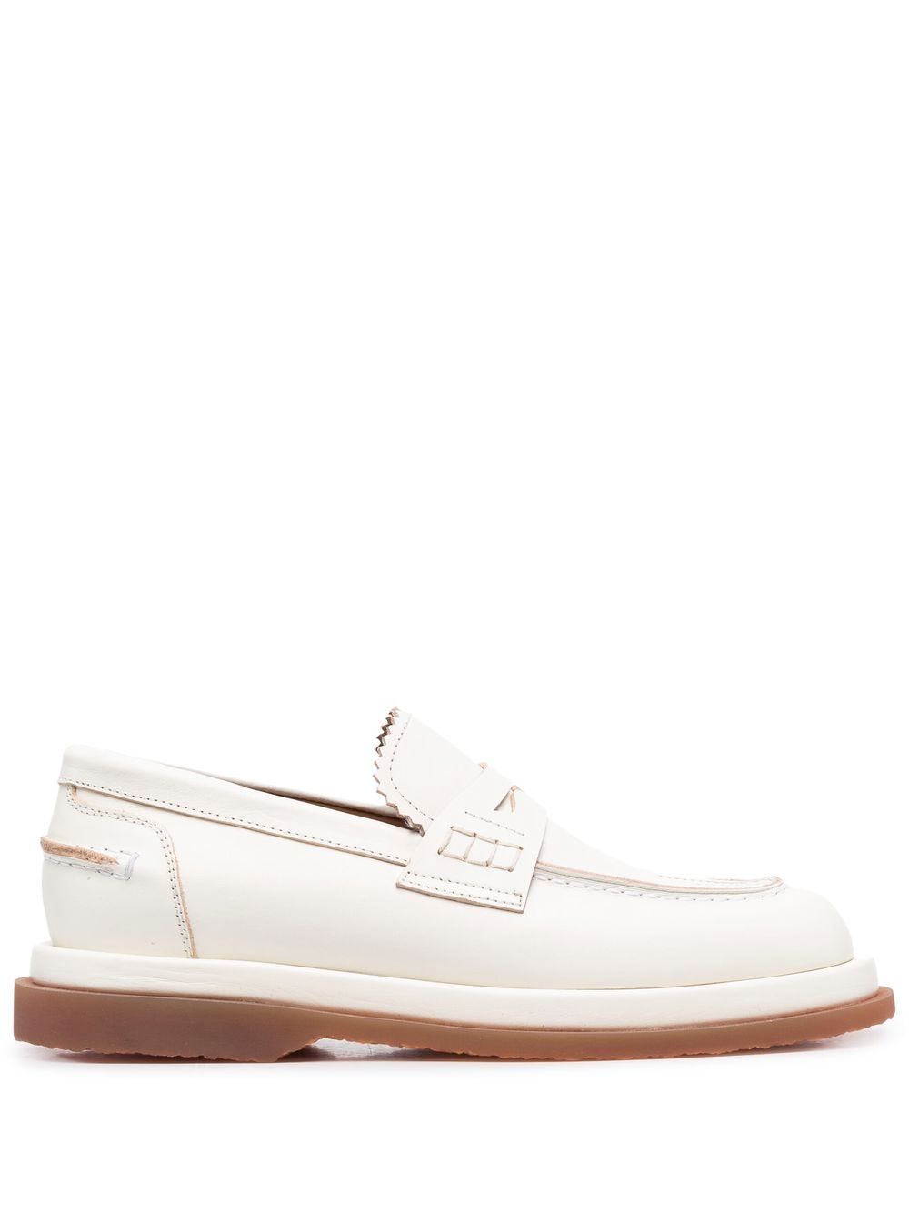 Round-toe penny loafers - White