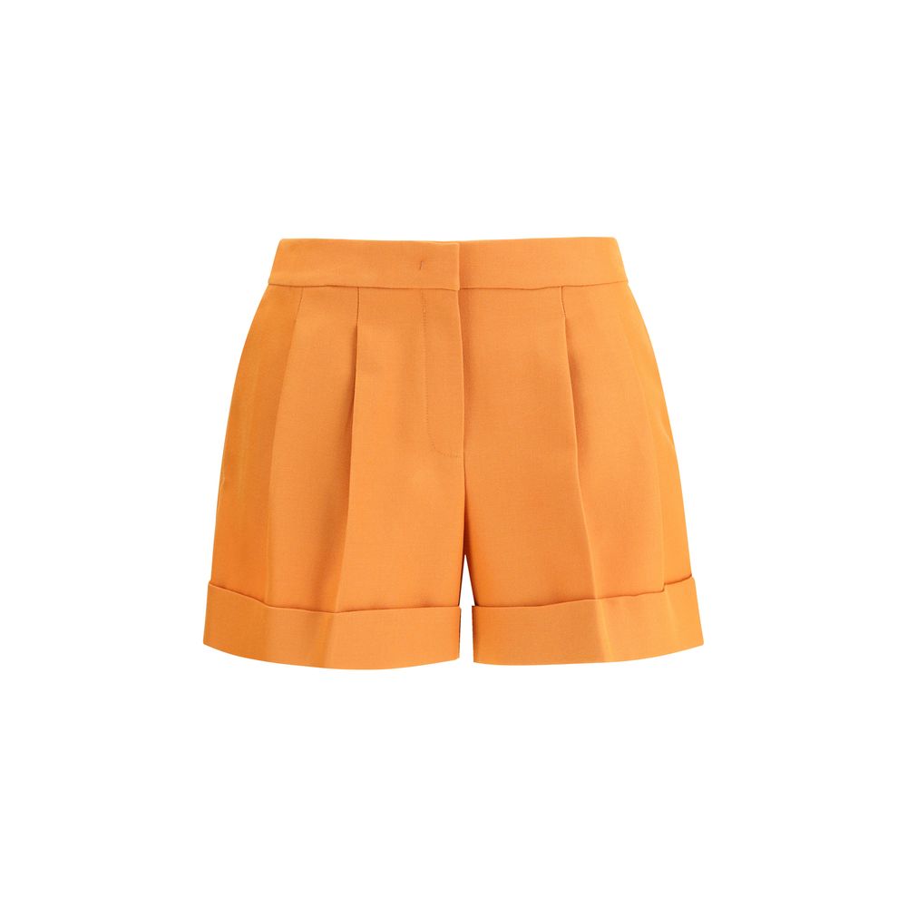 Wool Pleated Bermuda Shorts — Orange