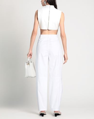 Woman Pants White Size 6 Cotton, Elastomultiester