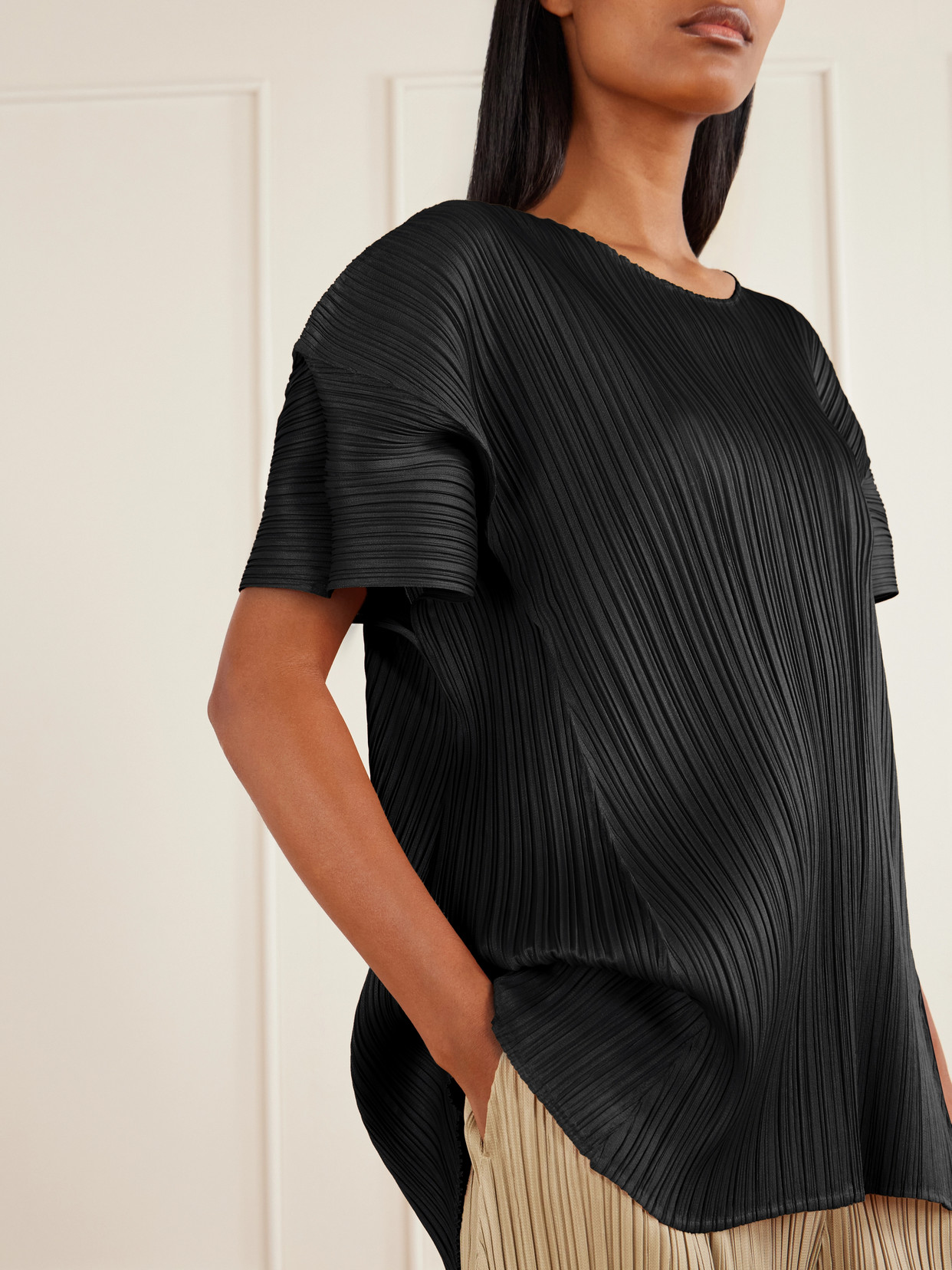 Bouquet Plissé Blouse - Black