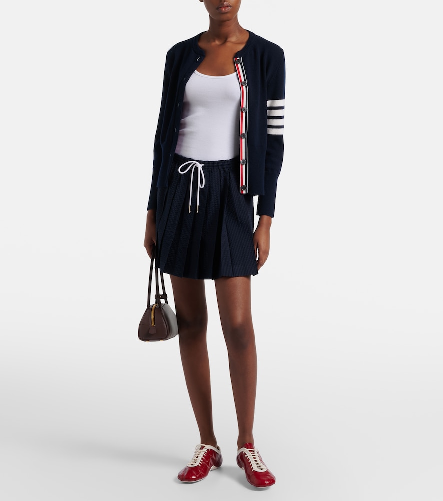 Pleated striped wool miniskirt