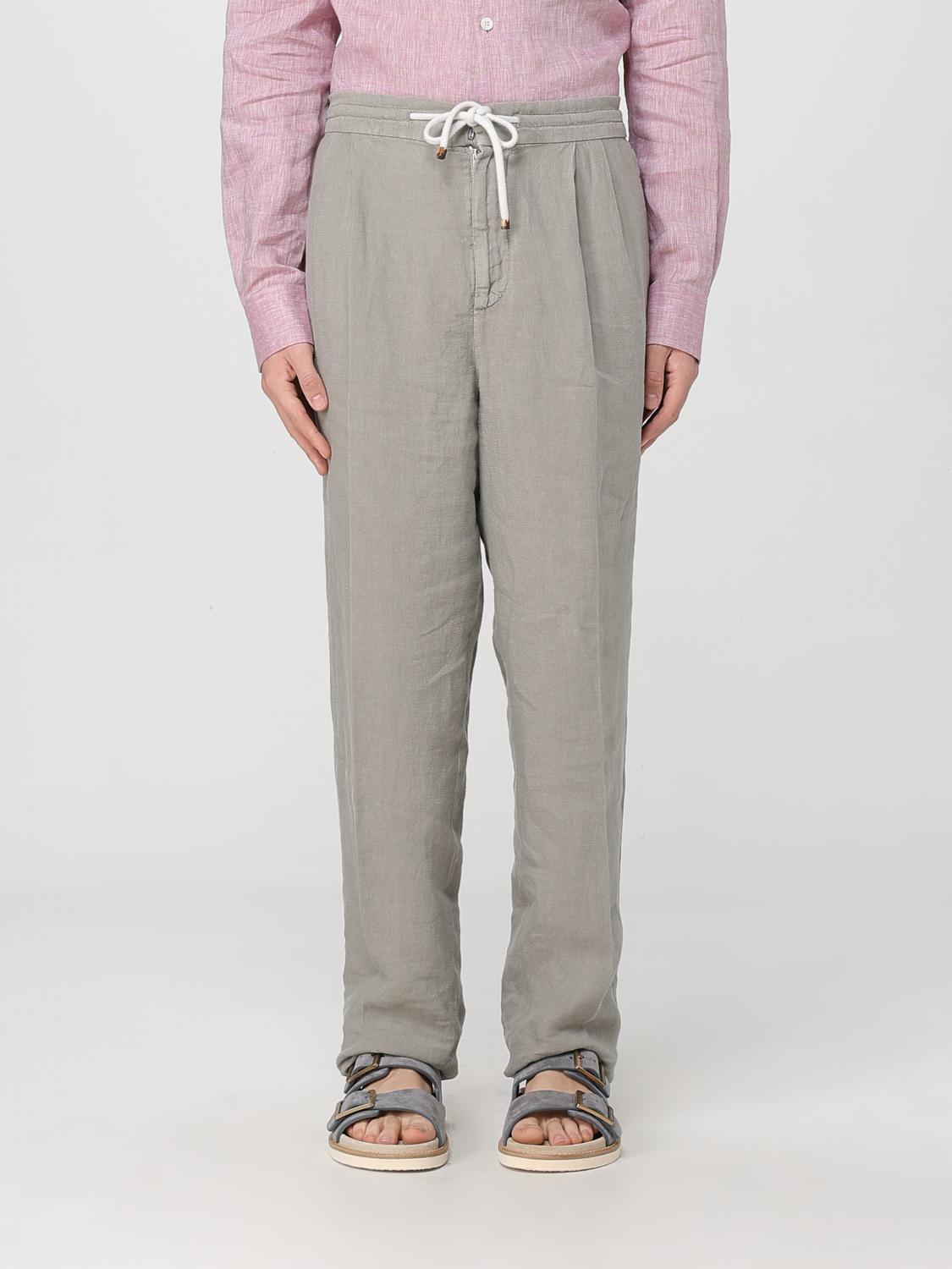 Straight-leg linen trousers - White