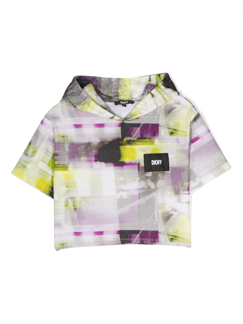 NYC Lights-print hooded cotton T-shirt - Green