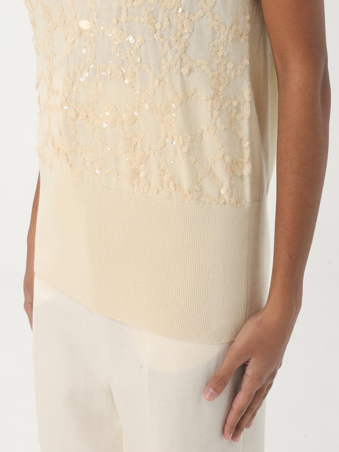 Sequinned sleeveless blouse - White