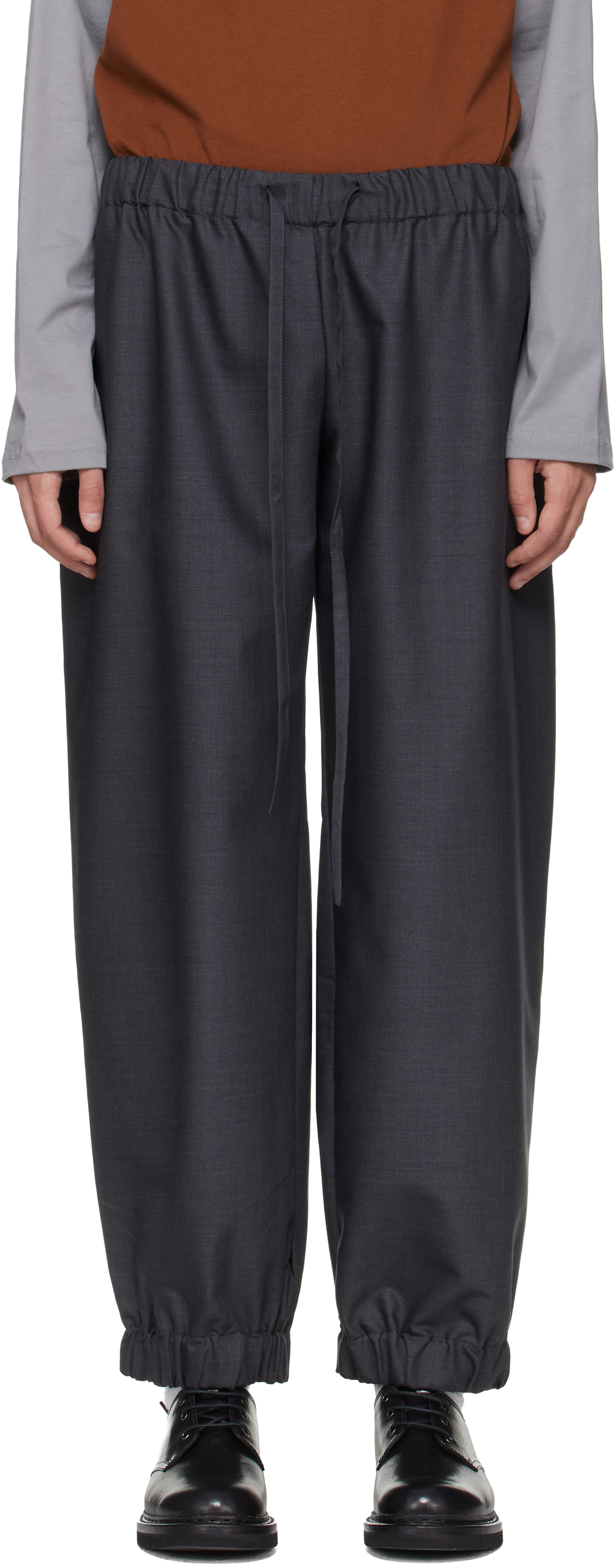 Gray Wool Draped Lounge Pants