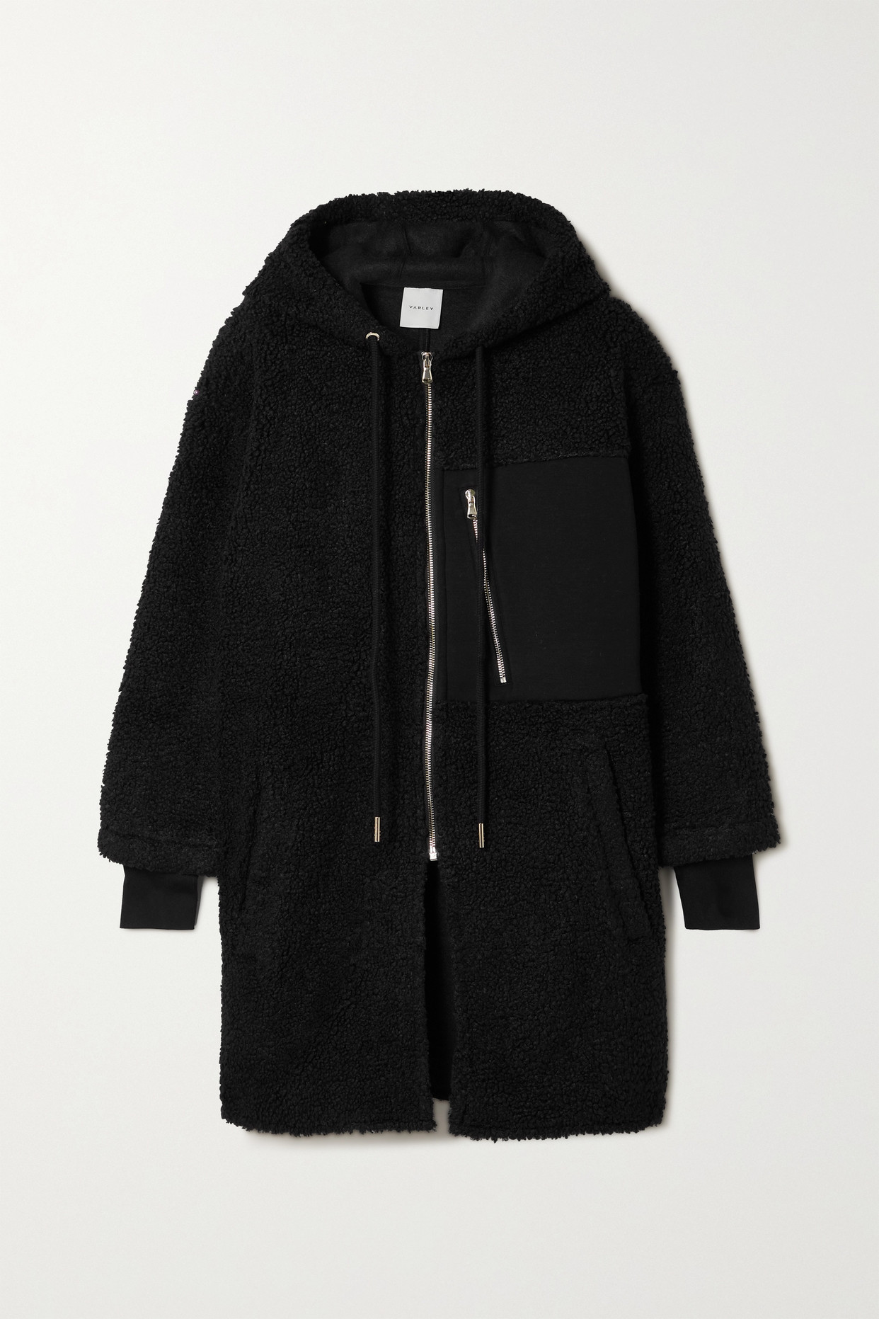 Olympus Oversized Hooded Jersey-paneled Faux Shearling Coat