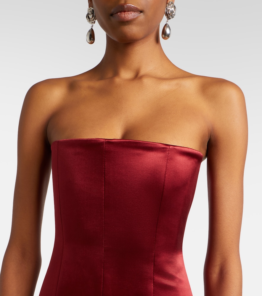 Draped silk corset gown