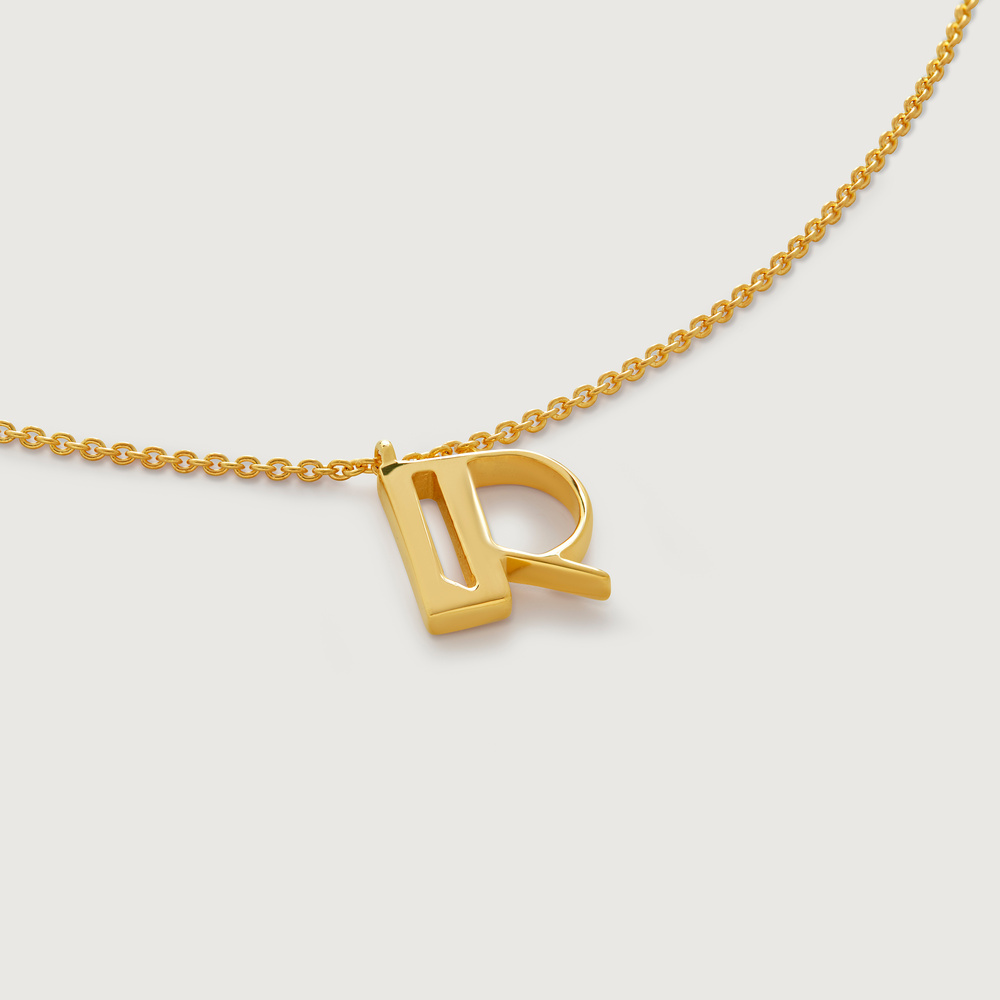 Gold Initial R Necklace Adjustable 41-46cm/16-18'