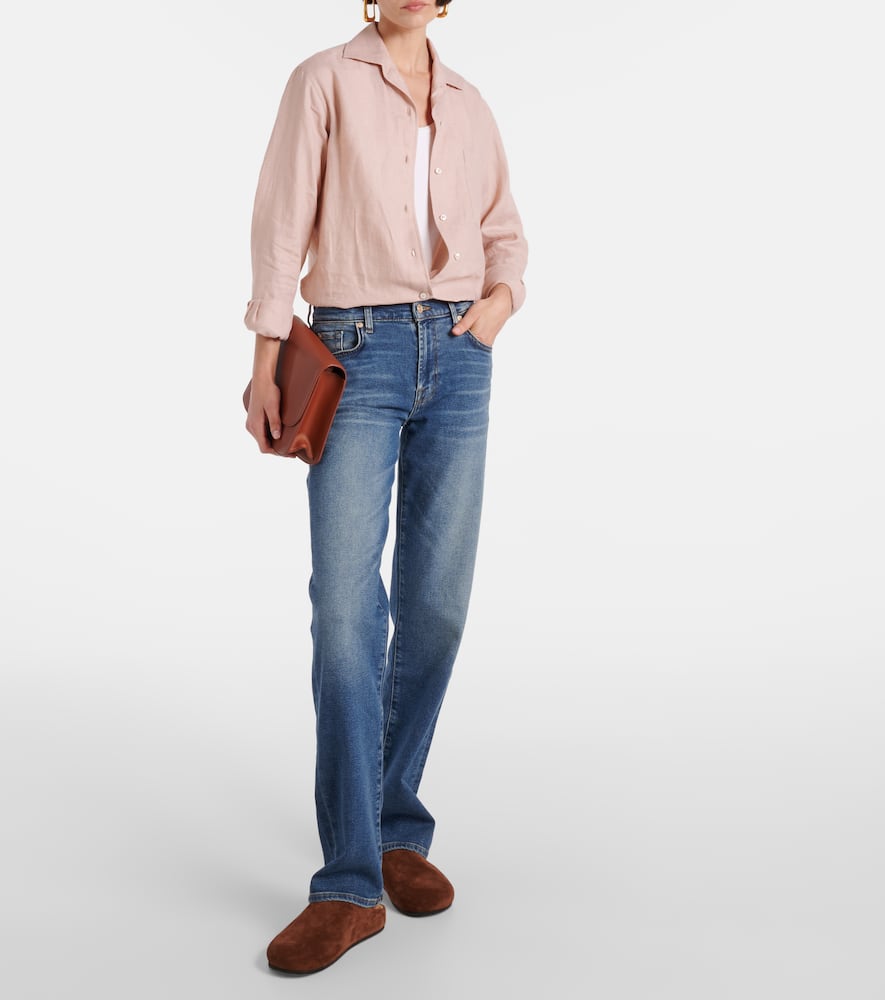 7 For All Mankind Ellie high-rise cotton-blend straight jeans
