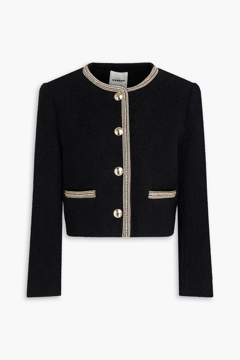 Embellished bouclé-tweed jacket - Black - FR 34