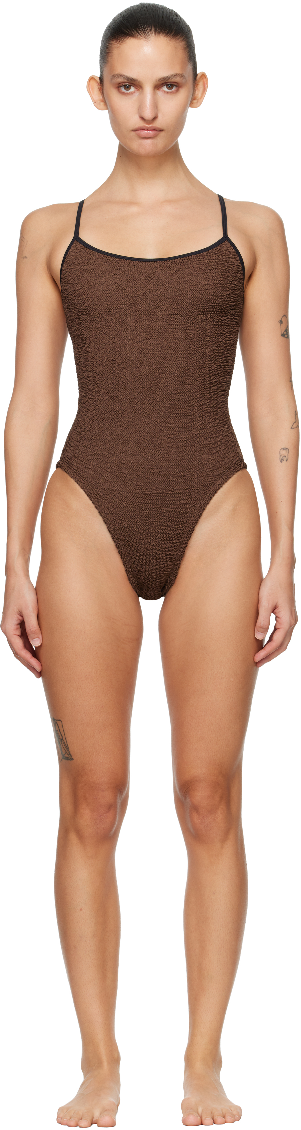 Brown Pamela Contrast Swimsuit