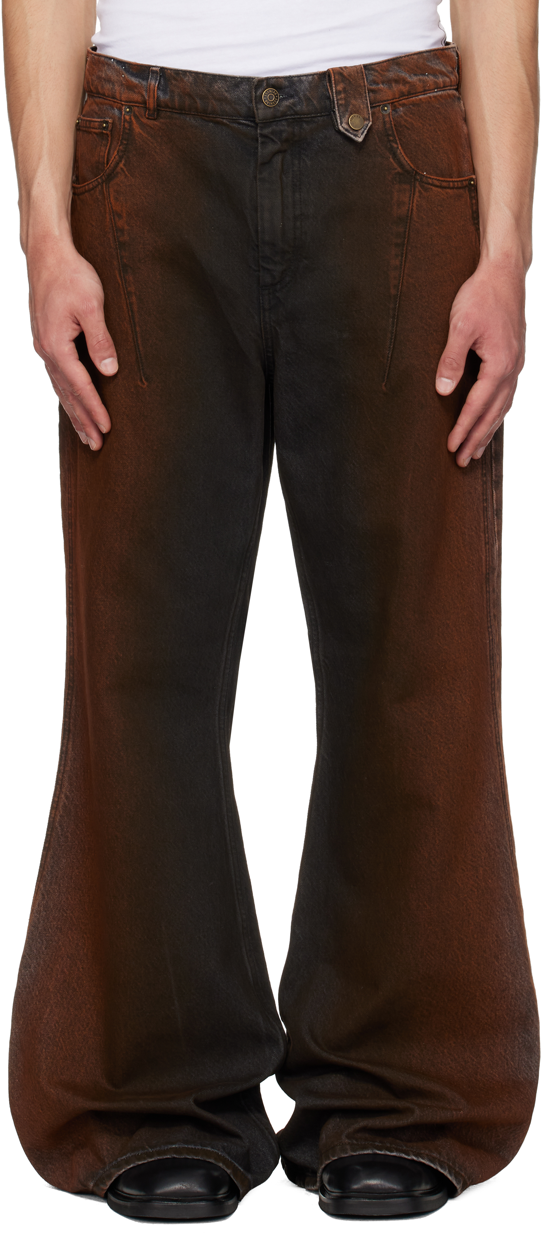 Black & Orange Refined Wide Jeans