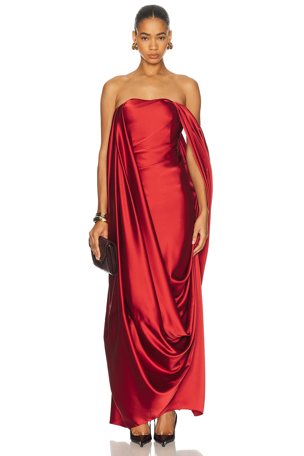 Alejandra Alonso Rojas Draped Overlay Gown in Rust - Rust. 0 also