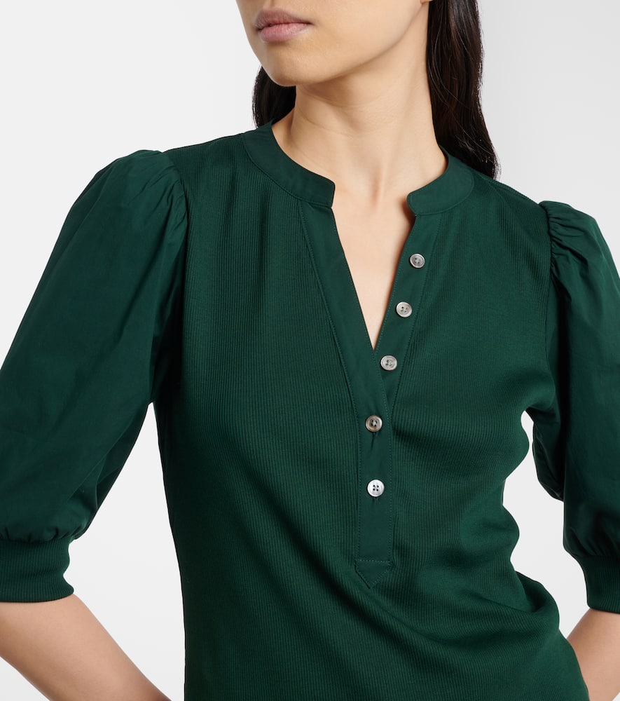 Coralee knitted cotton-blend top