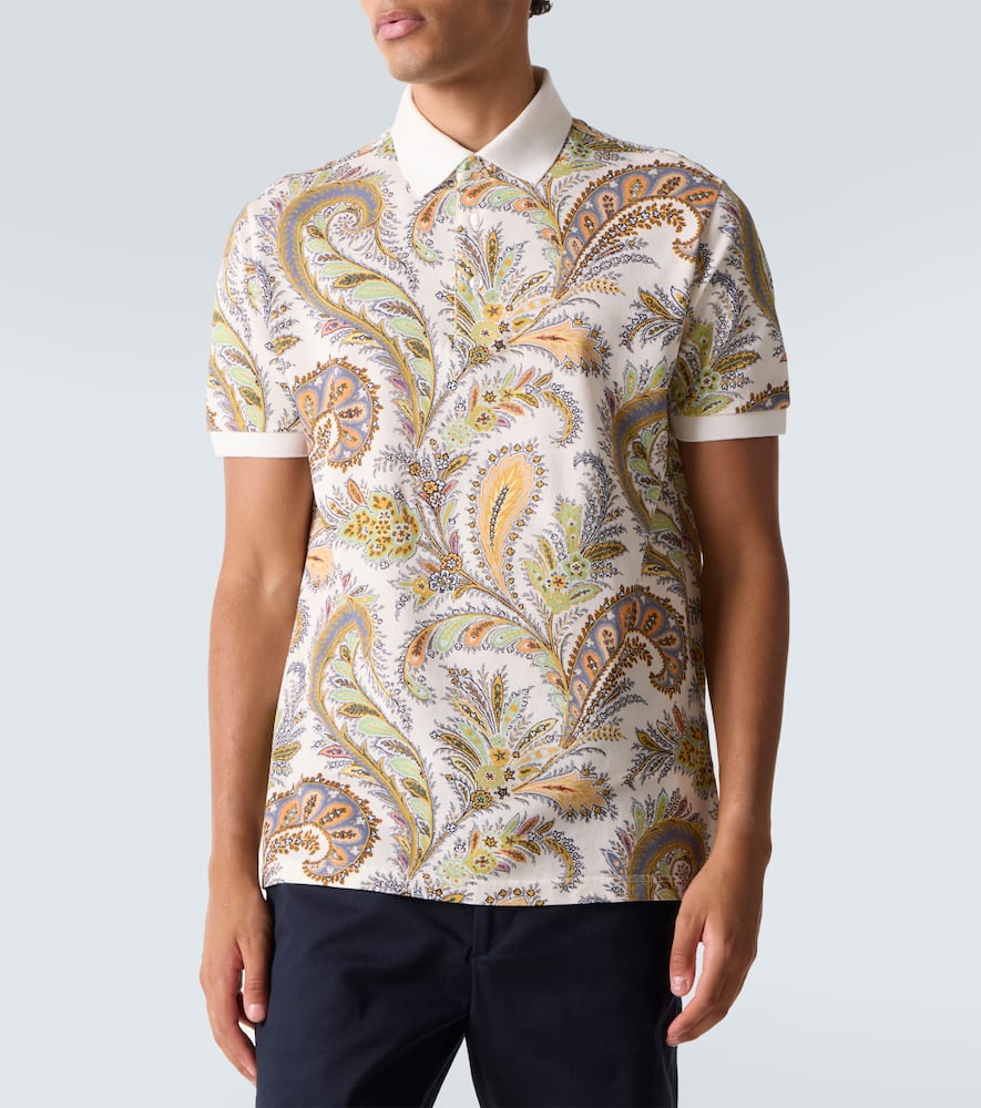 Paisley cotton piqué polo shirt