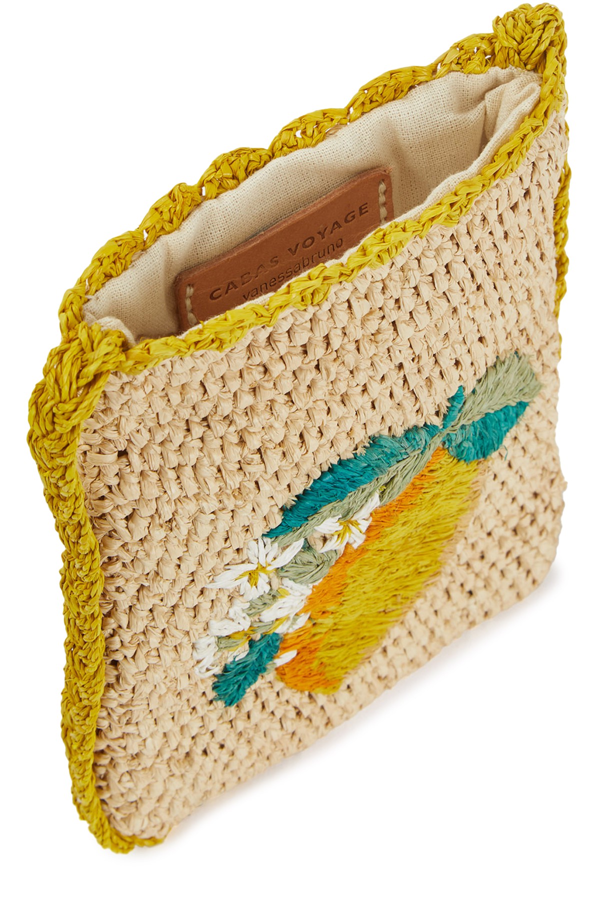 Raffia embroidered Phone Clutch Bag